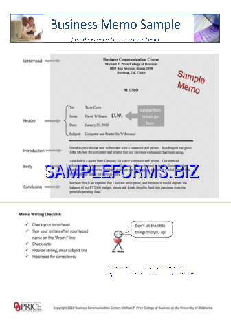 Business Memo Sample pdf free