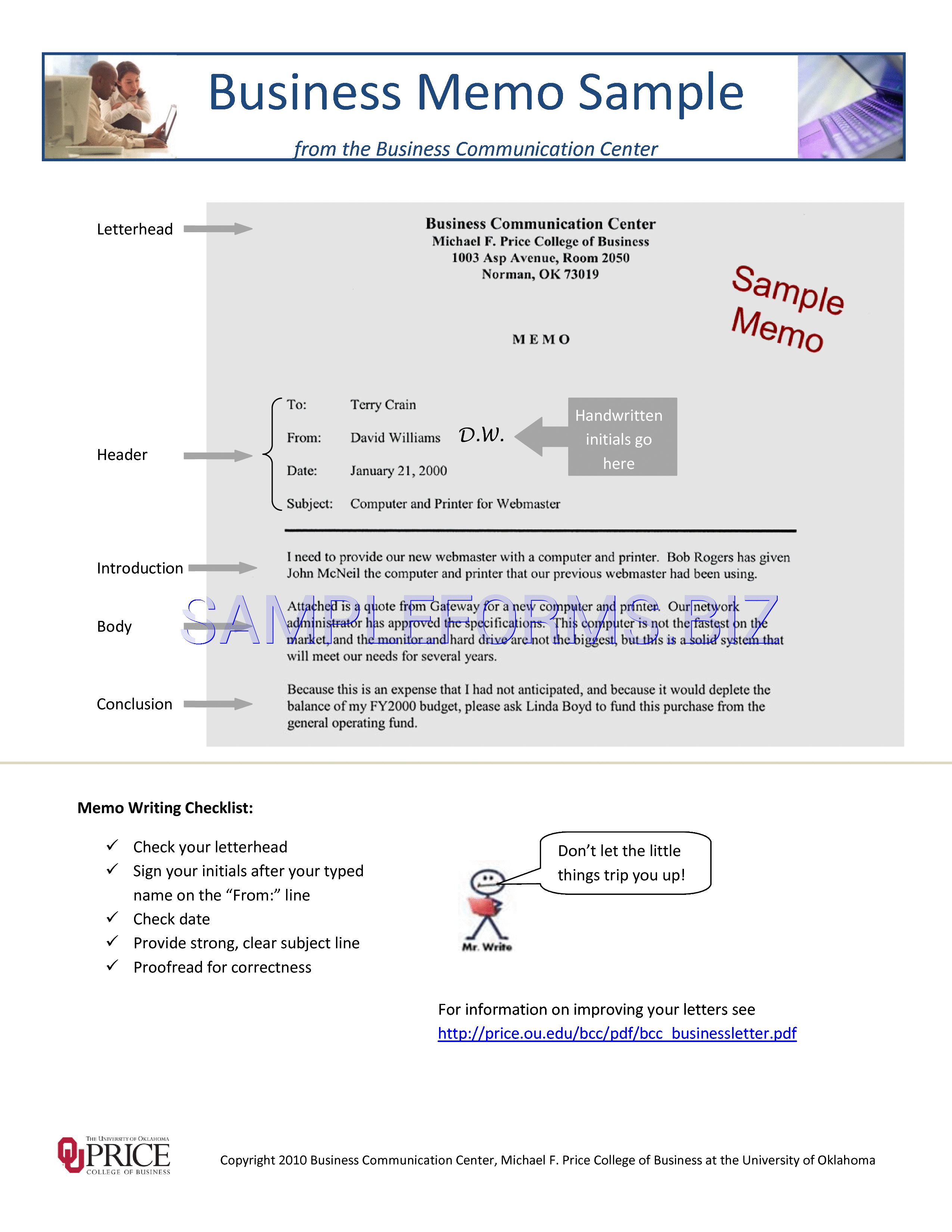 Preview free downloadable Business Memo Sample in PDF (page 1)